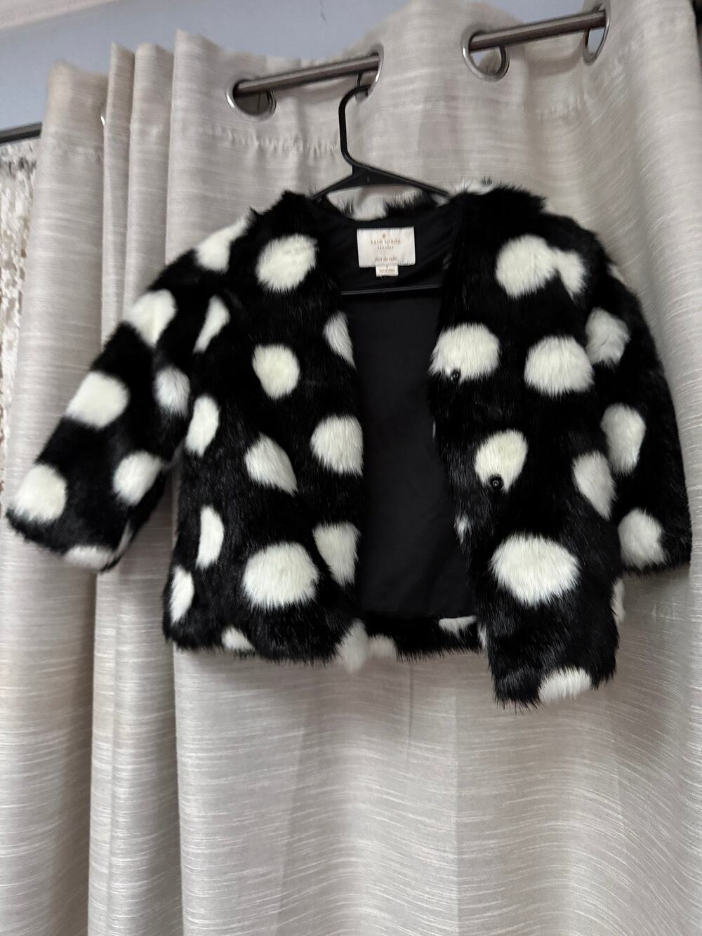 Kate Spade New York faux fur polka dot coat girls size 3